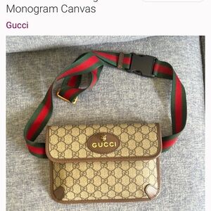 Gucci Beige Monogram Canvas Belt Bag